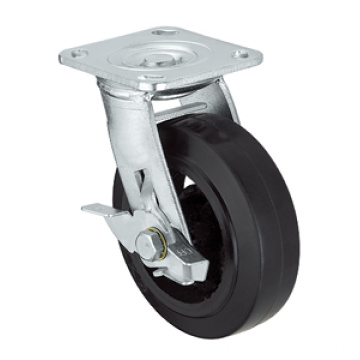 Heavy Duty Caster Series- 5in. W/Side Brake - Rubber Wheel